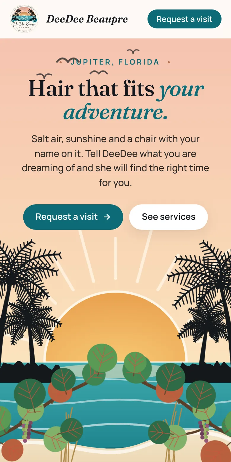 DeeDee Beaupre Salon website preview on a phone