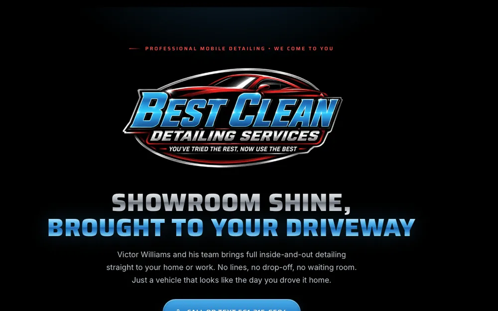 Best Clean Detailing Services website homepage