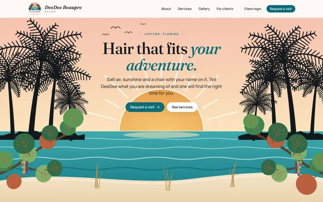 DeeDee Beaupre Salon website, designed from a blank page for a Jupiter hair salon