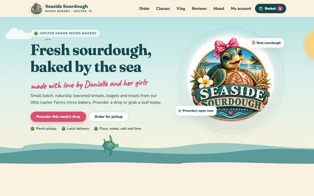 Seaside Sourdough micro bakery website in Jupiter Farms