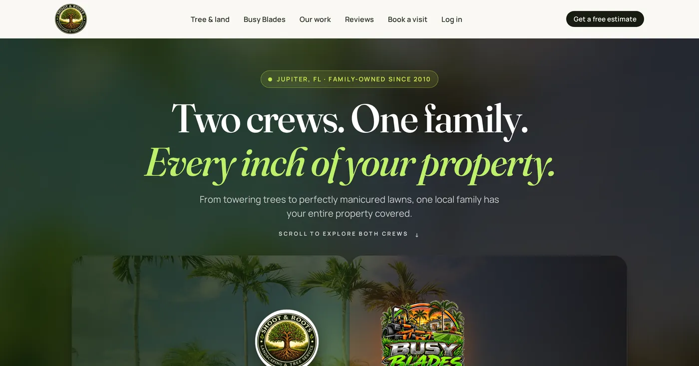 Shoots & Roots and Busy Blades website homepage