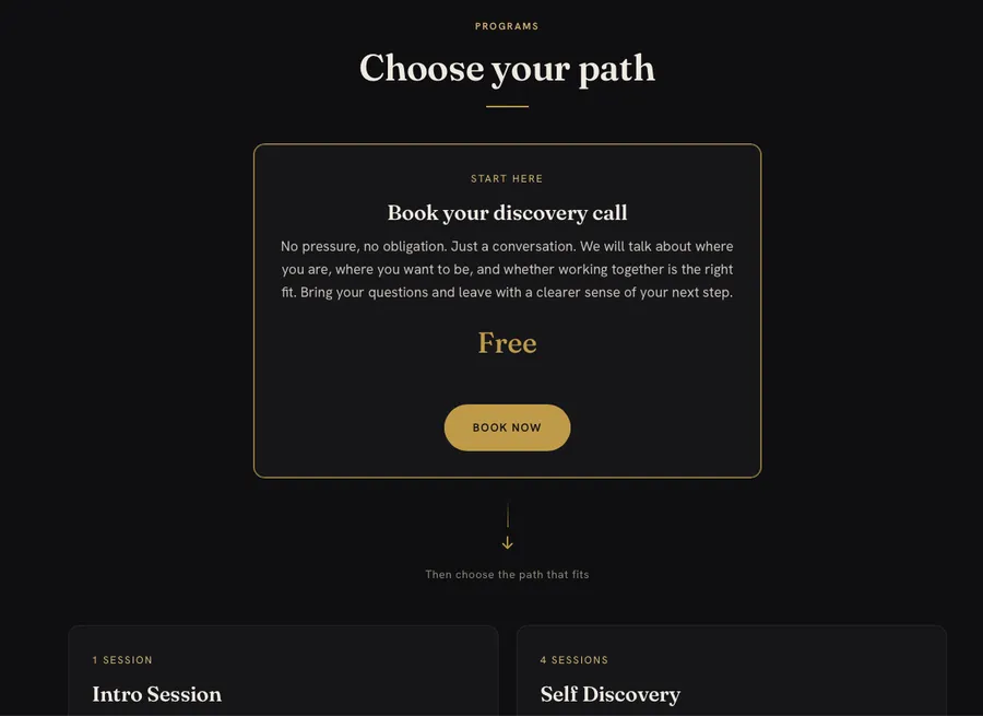 Coaching packages with a free discovery call